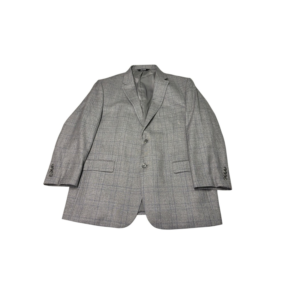 Jos. A. Bank Traveler Mens 48L Gray Glen Plaid 100% Wool Sport Coat Tailored Fit